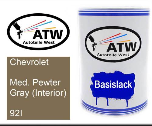 Chevrolet, Med. Pewter Gray (Interior), 92I: 500ml Lackdose, von ATW Autoteile West.